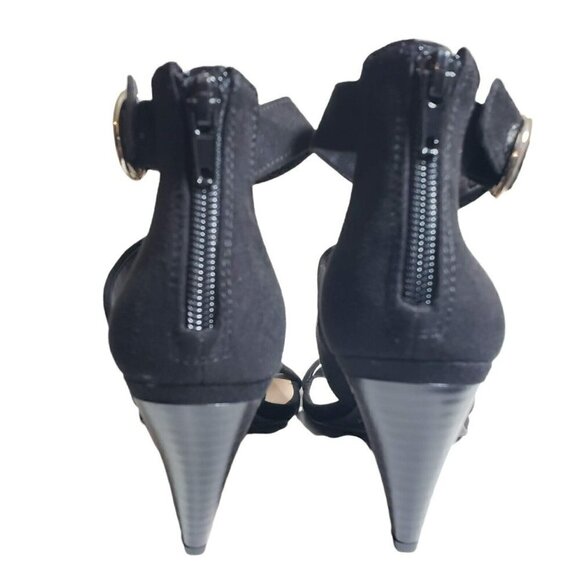 INC Womens Gavi Black Open Toe Ankle Strap Buckle Zip High Heels Sandals Size 6 - Picture 5 of 9